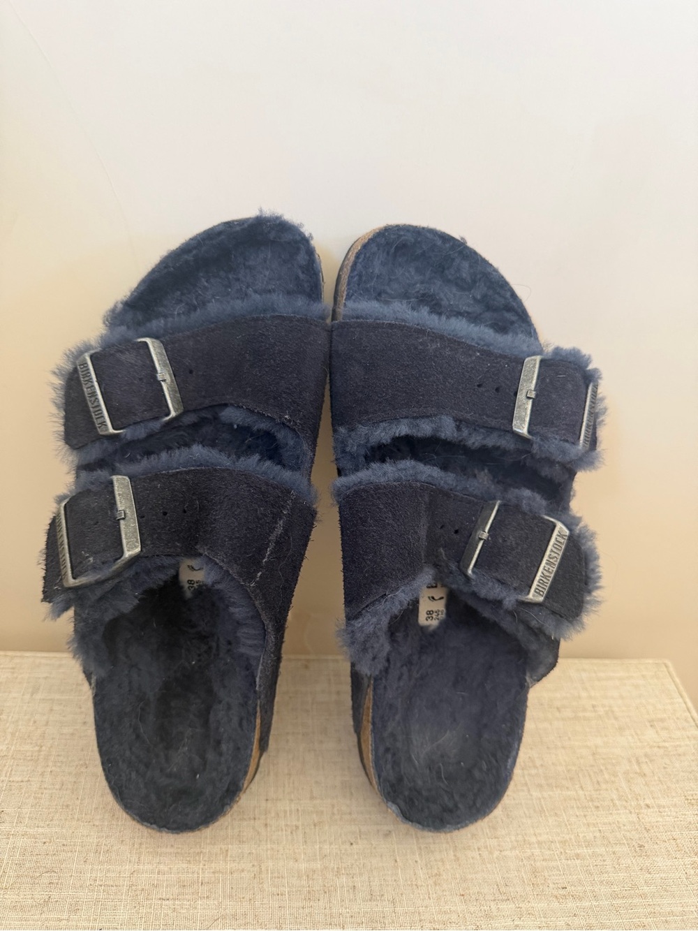 Birkenstock Arizona Shearling Slide - Dark Blue